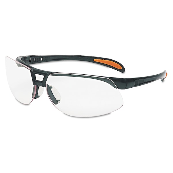 Uvex Safety Glasses, Anti-Scratch, Clear Lens, Metallic Black Frame 763-S4200 - main